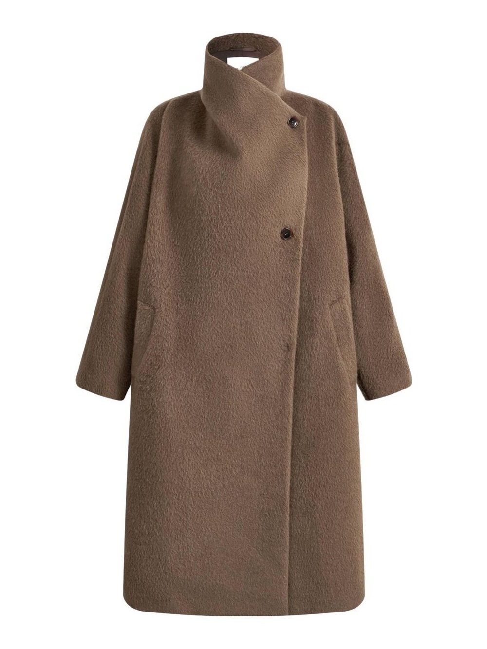 Fabrique Designed by Jin Kim Lumi Mocha Wrap Coat in Alpaca Wool Blend
